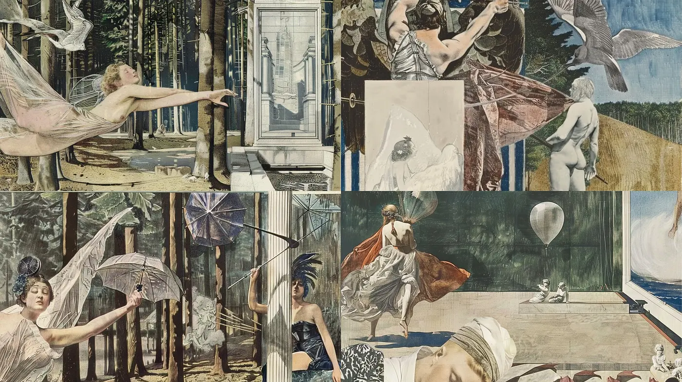 Ethereal Collage of Neo-Classicism and Surrealism - Midjourney sref style