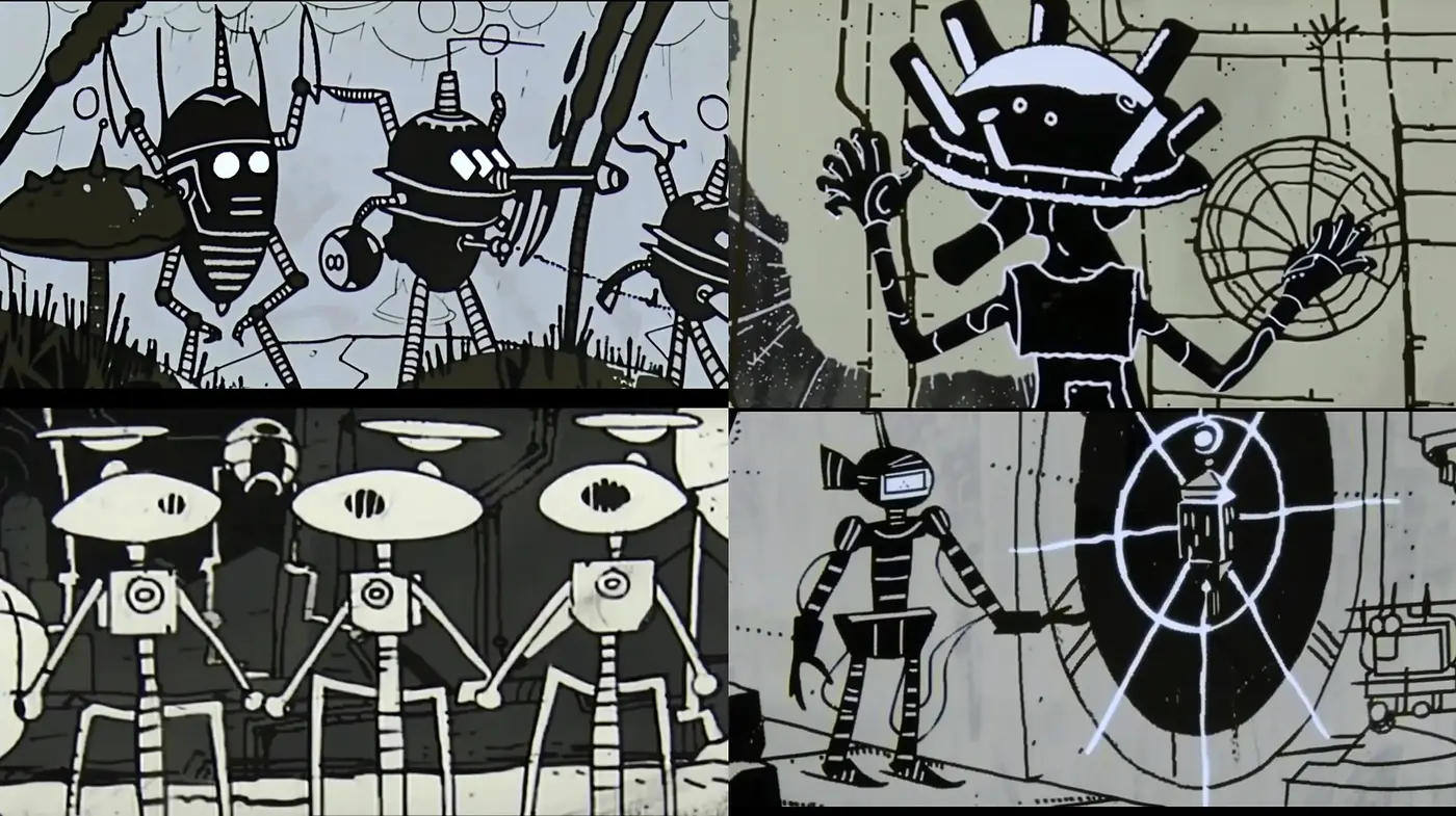 Monochromatic Robotic Renaissance in Stylized Graffiti - Midjourney sref style