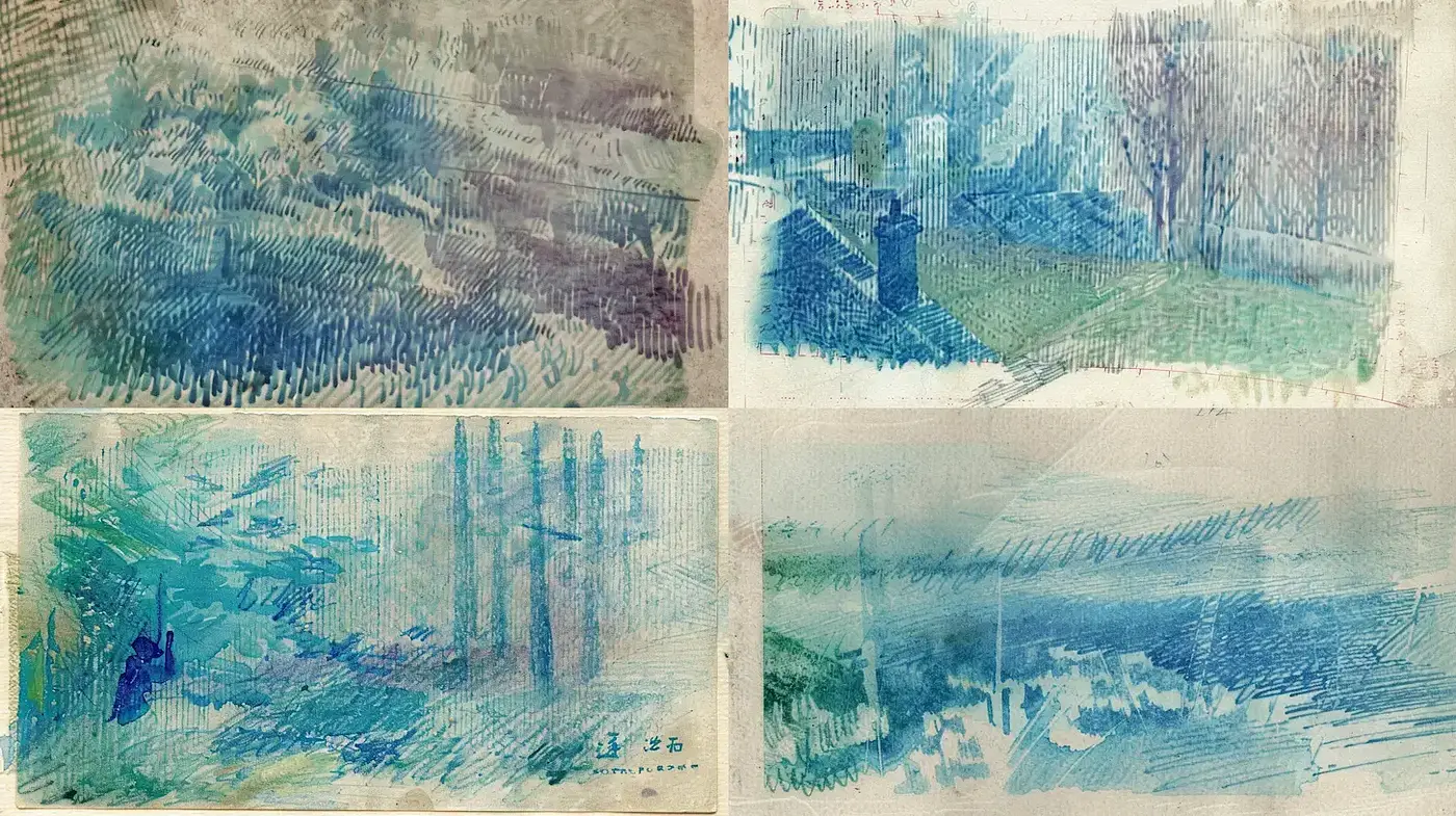 Serene Watercolor Landscapes with Textural Depth - Midjourney sref style