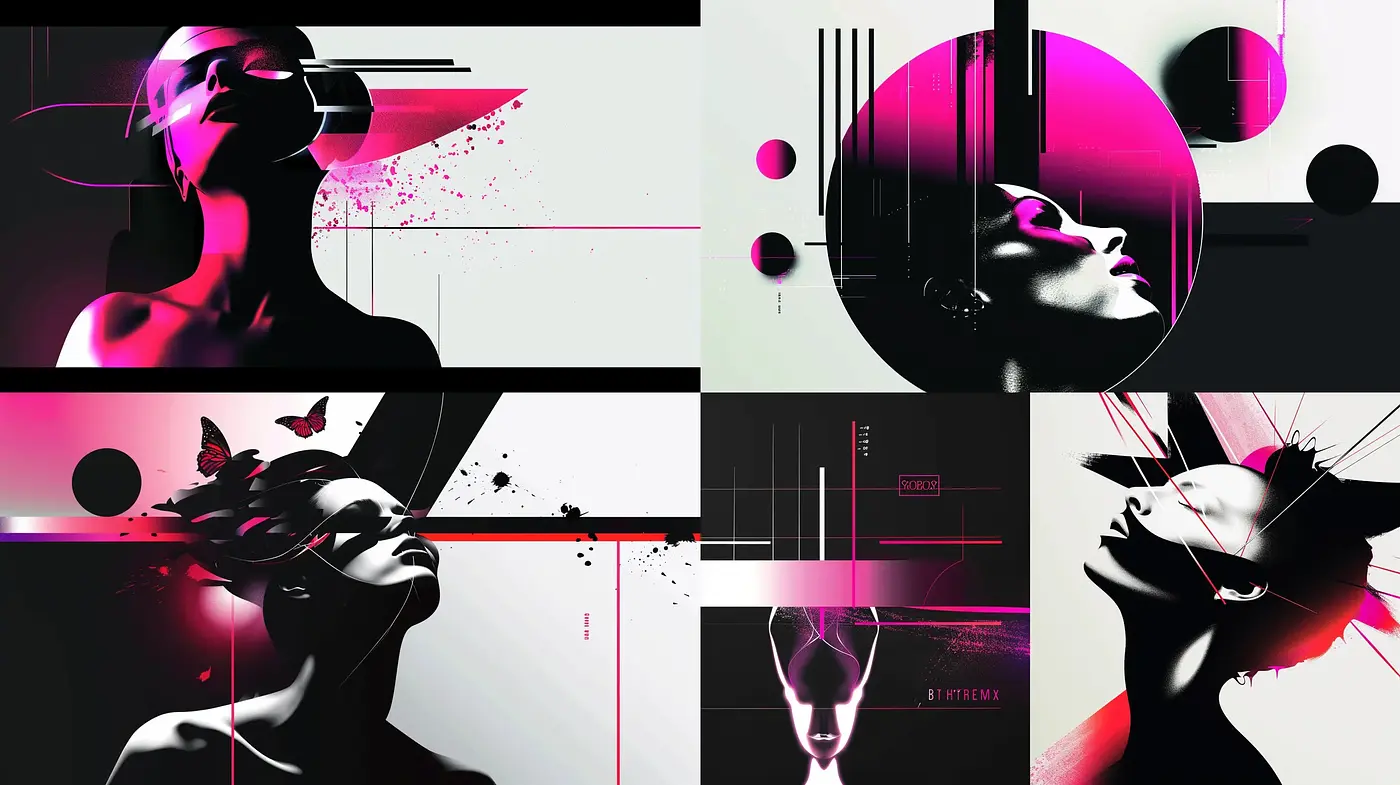 Futuristic Noir Contrast: An Exploration of Monochrome and Neon Harmony - Midjourney sref style
