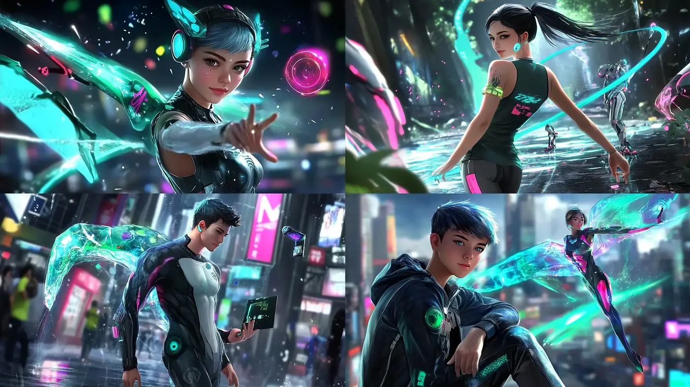 Neon-lit Cyberpunk Dreamscape - Midjourney sref style