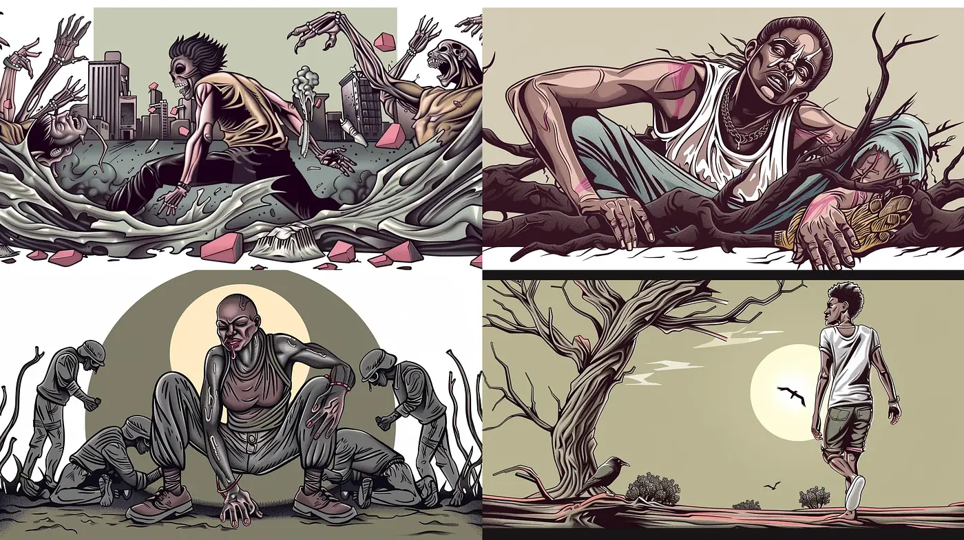 Earthen Palette Post-Apocalyptic Portraiture - Midjourney sref style