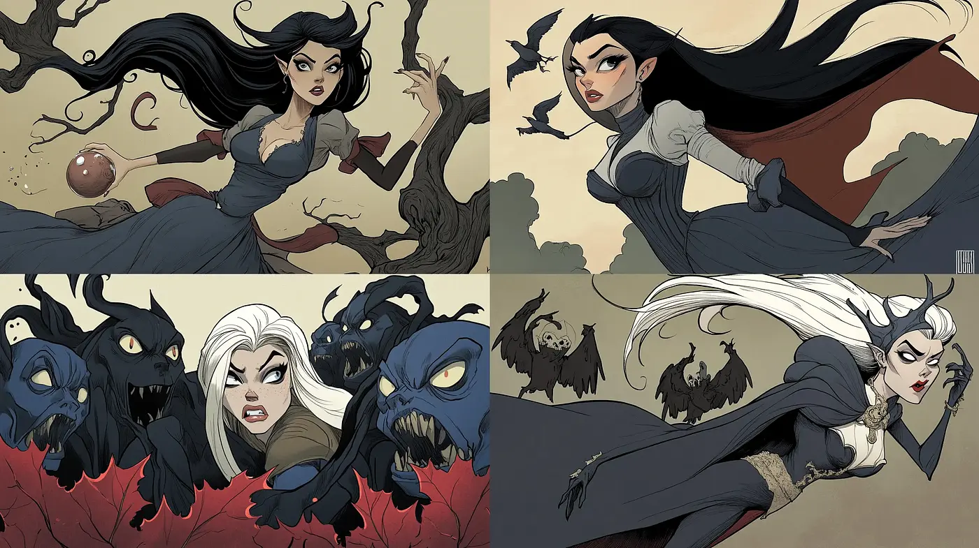 Ethereal Elegance in Monochromatic Comic Artistry - Midjourney sref style