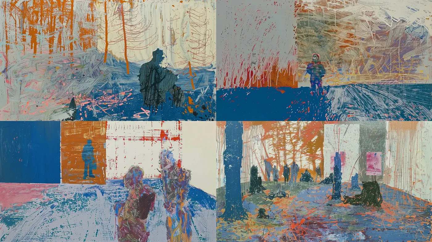 Abstract Expressionist Echoes in Textured Multicolour - Midjourney sref style
