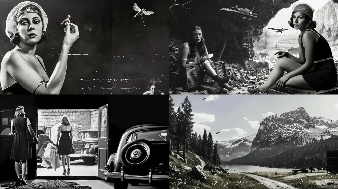 Monochromatic Nostalgia: A Cinematic Homage in Grayscale - Midjourney sref style
