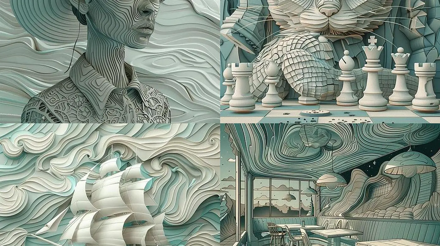 Surreal Swirls: A Dream-Like Journey in Aquamarine Hues - Midjourney sref style
