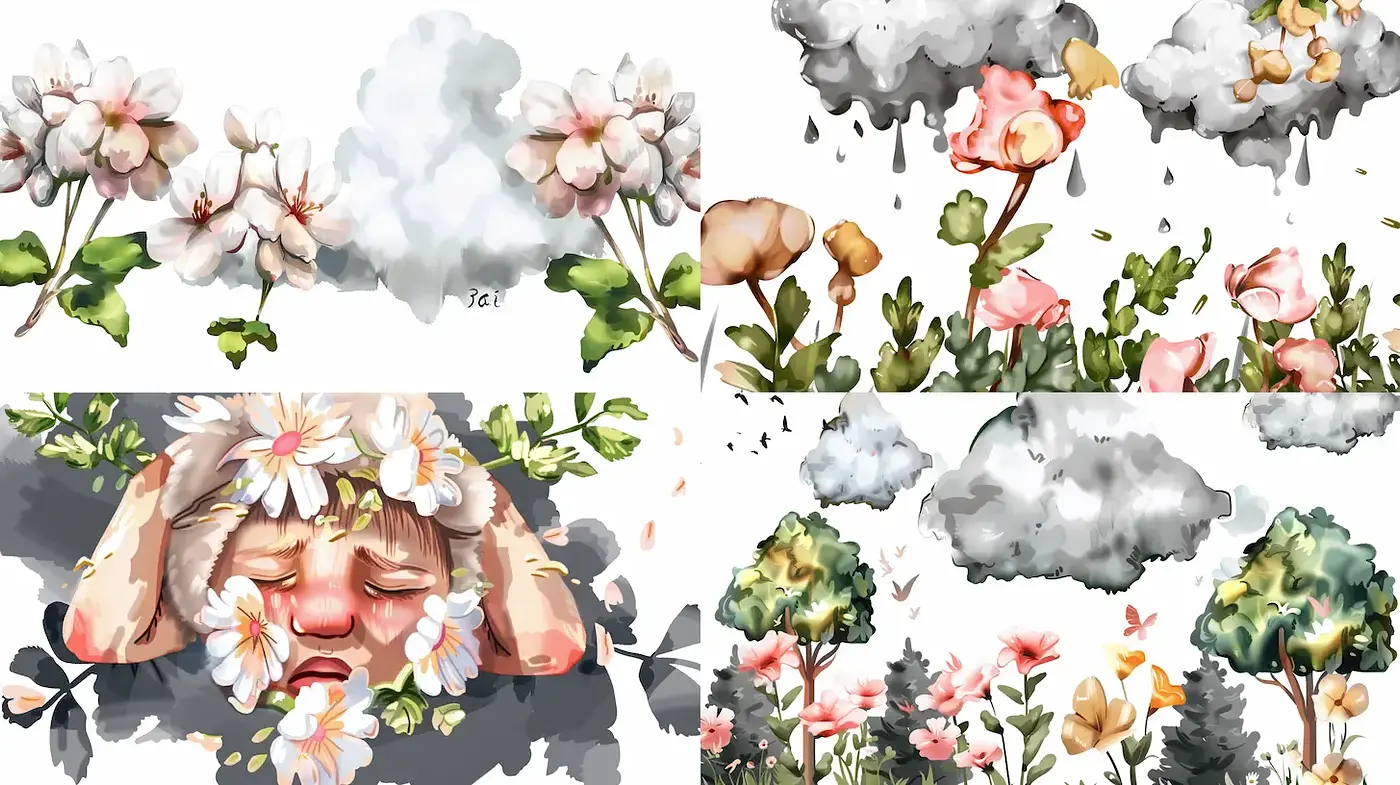 Whimsical Floral Dreamscapes with Melancholic Undertones - Midjourney sref style