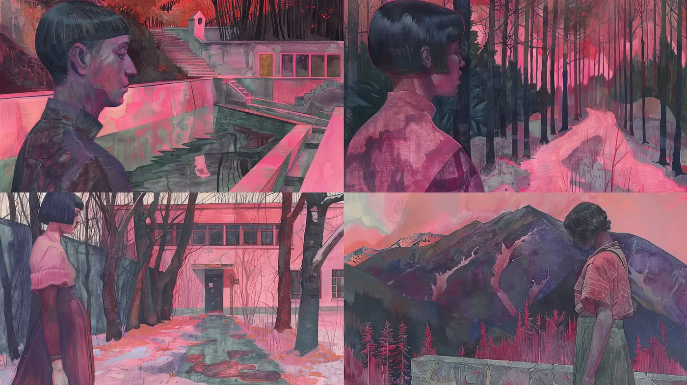 Twilight Hues and Contemplative Solitude: A Blend of Modernity and Tradition in Artistic Style - Midjourney sref style