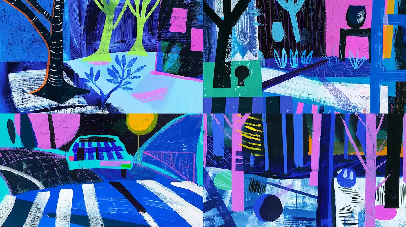 Vibrant Urban Nightscapes with Abstract Influences - Midjourney sref style