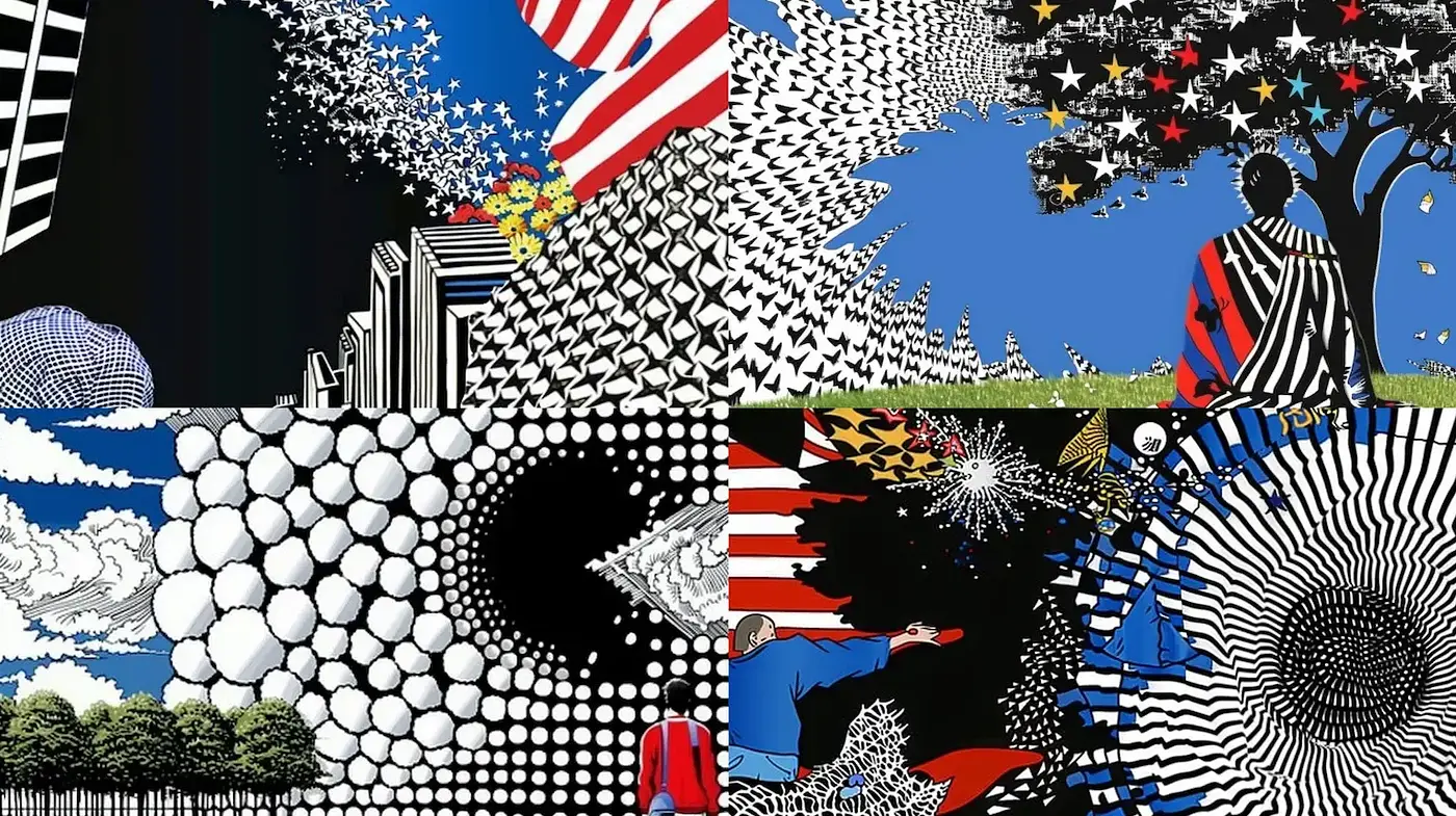 Dynamic and Intricate Visual Composition with Abstract Patterns - Midjourney sref style