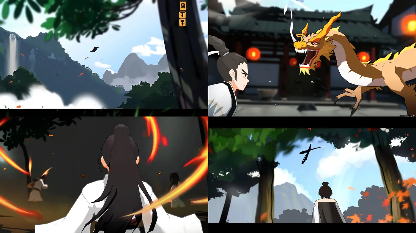 Dynamic Anime-Inspired Illustrative Panorama with Vivid Contrasts - Midjourney sref style