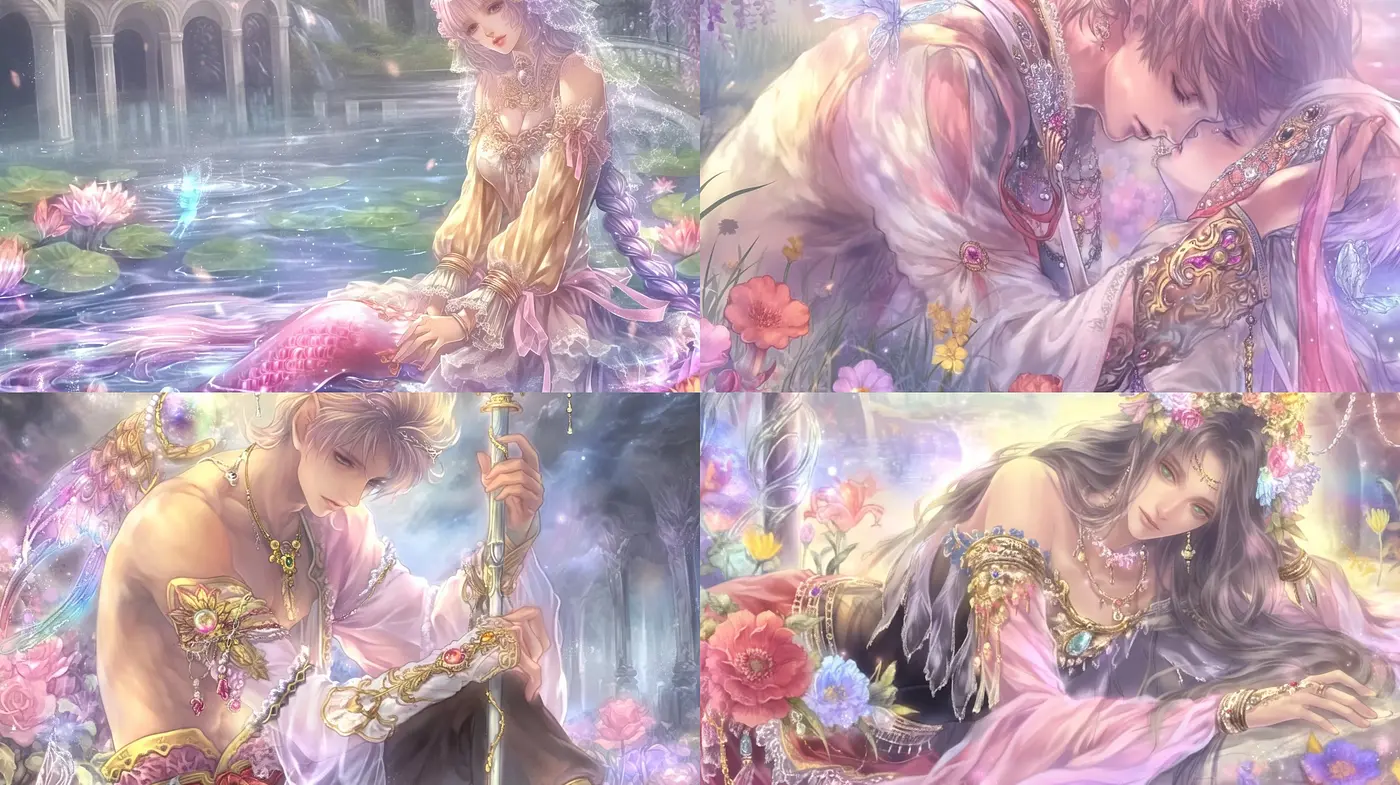 Ethereal Fantasy Romance: A Dreamlike Fusion of Pastel Hues and Delicate Light - Midjourney sref style