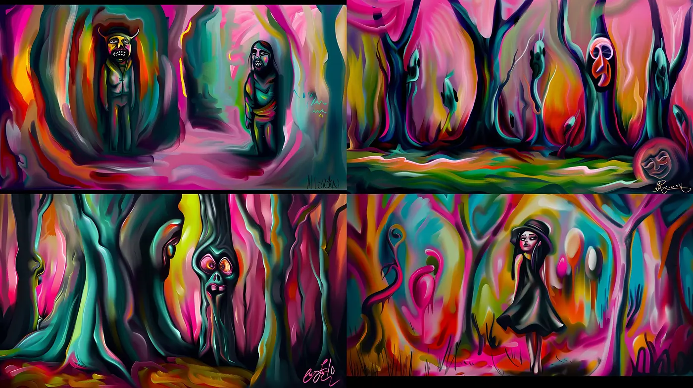 Surreal Expressionist Dreamscape: A Fusion of Vibrant Hues and Emotional Whimsy - Midjourney sref style