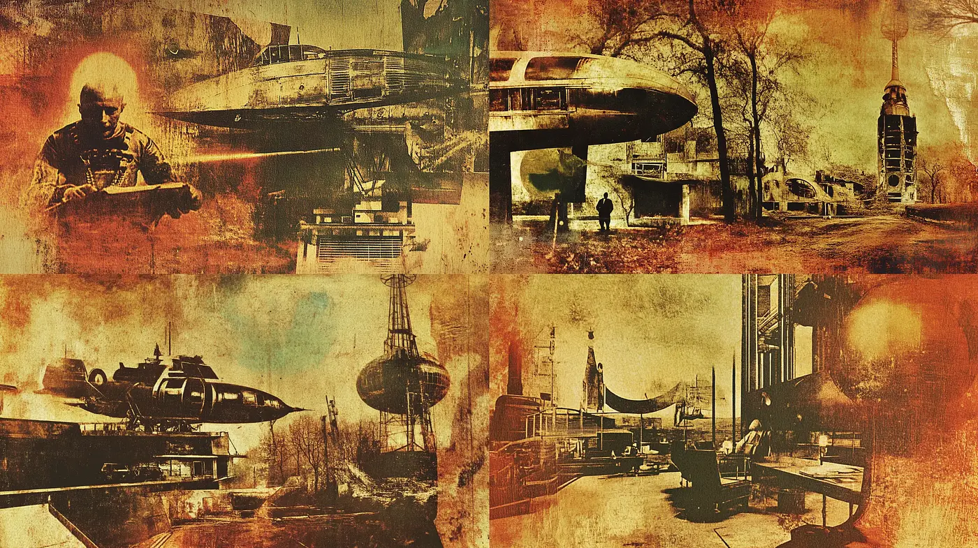 Retrofuturistic Dystopian Visions with a Grunge Aesthetic - Midjourney sref style