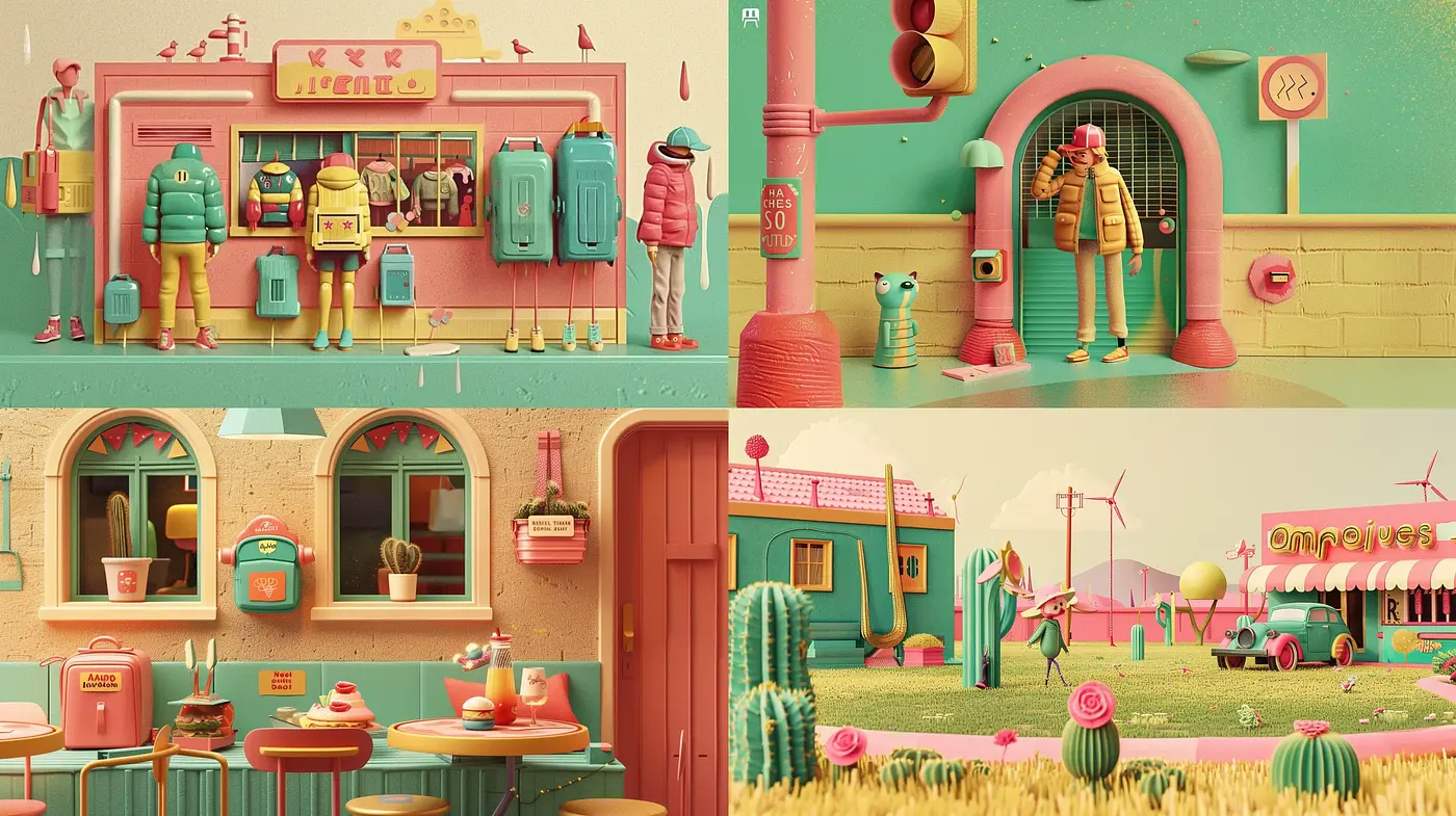 Pastel Dreamscape in a Retro-Futuristic World - Midjourney sref style