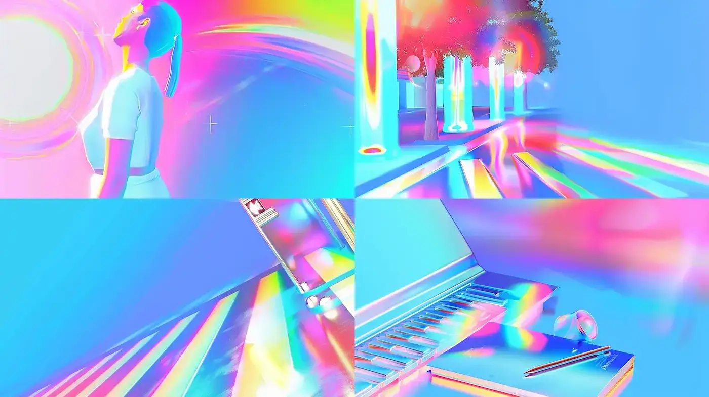 Iridescent Spectrum Dreamscape - Midjourney sref style