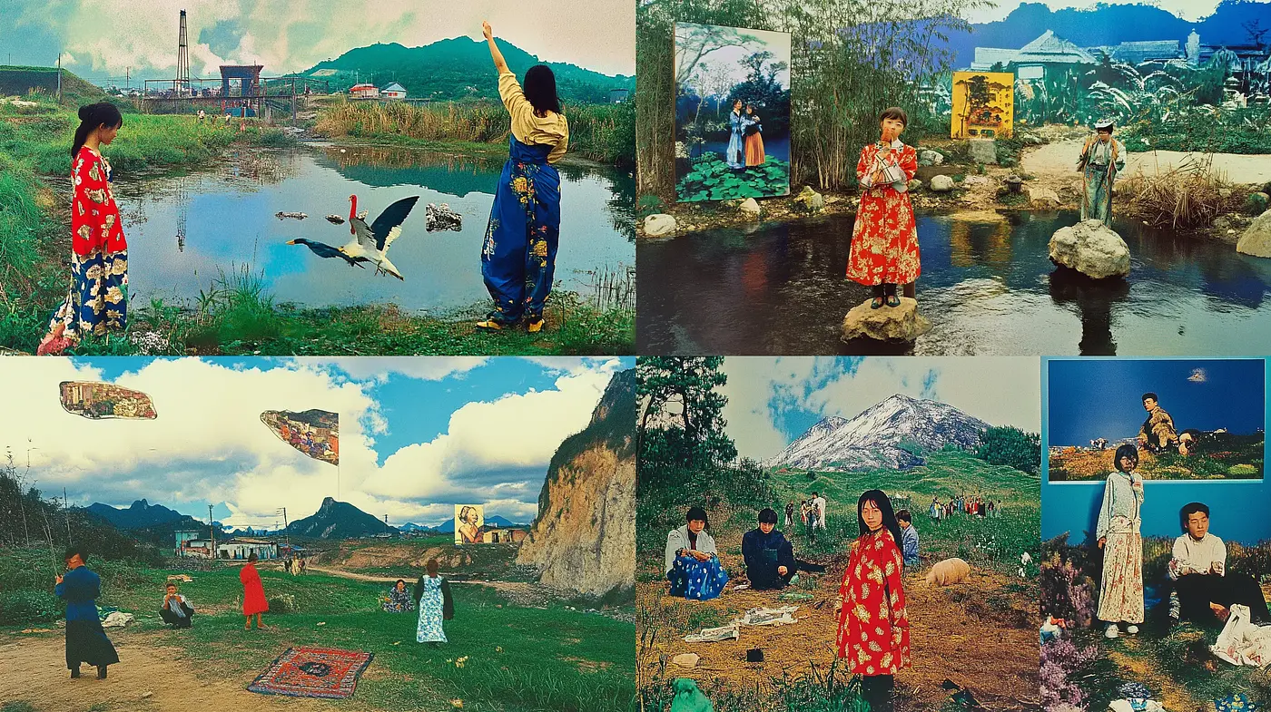 Idyllic Pastoral Tableaus with a Cinematic Twist - Midjourney sref style