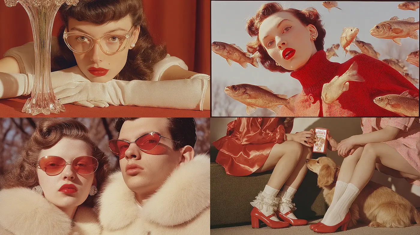 Stylized Vintage Aesthetic with Surreal Elements and a Retro Vibe - Midjourney sref style