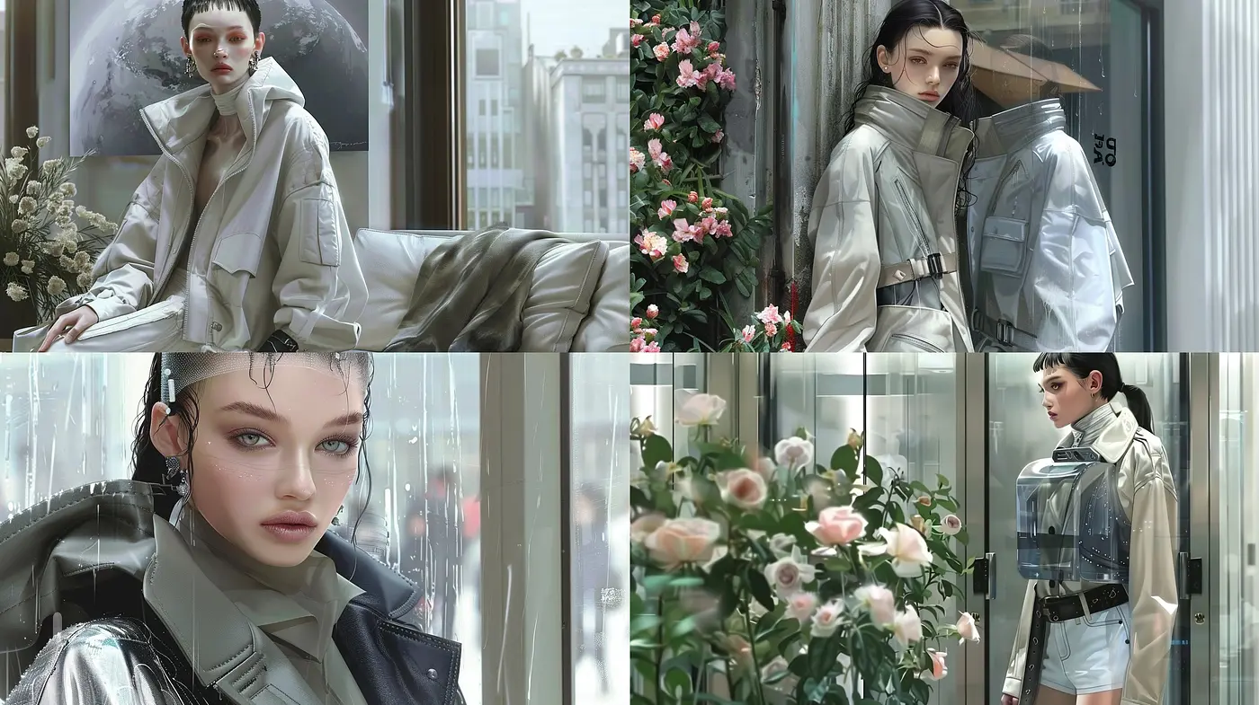 Consistent Melancholic Elegance with Rain-Kissed Hyperrealism - Midjourney sref style