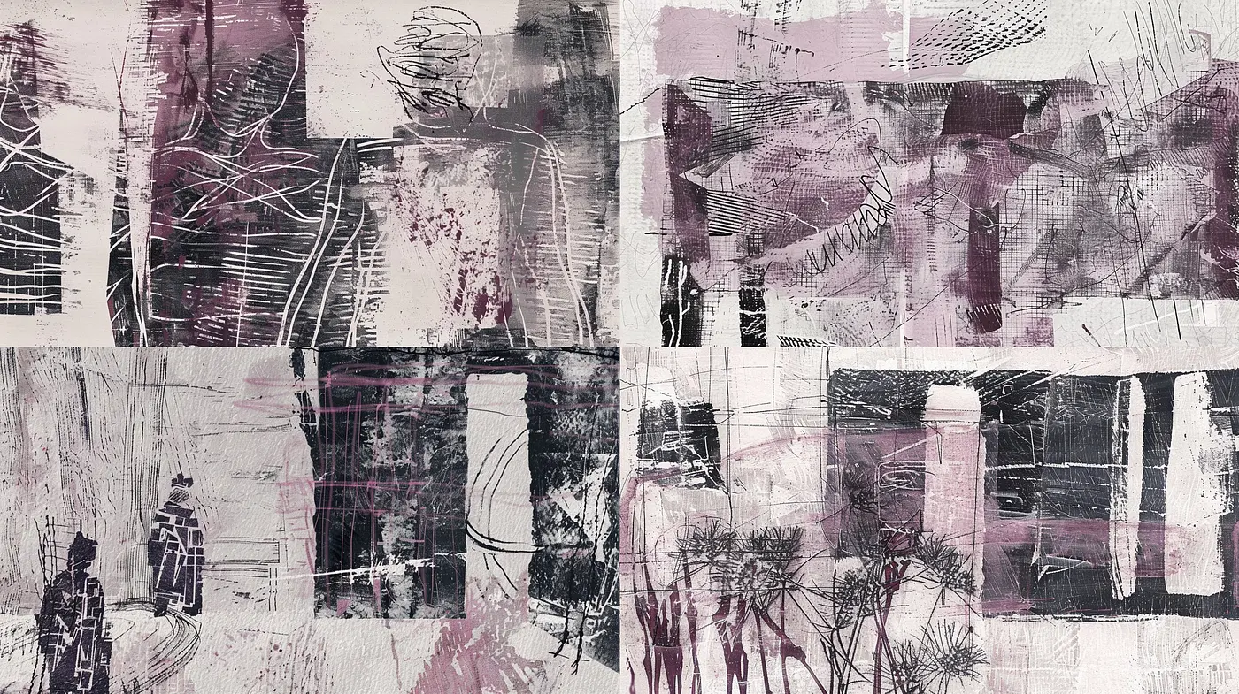 Whispers of Abstract Expressionism: An Exploration in Muted Purples and Dynamic Textures - Midjourney sref style