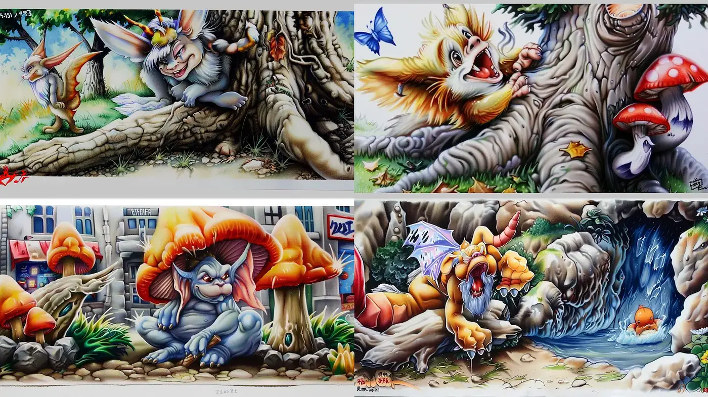 Whimsical and Vibrant Fantasy Illustrations with a Touch of Humor - Midjourney sref style