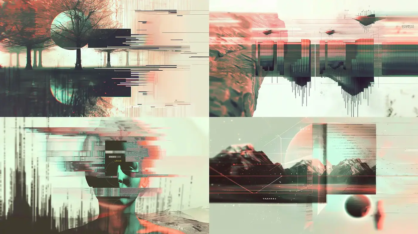 Futuristic and Abstract Visual Explorations with Digital Glitch Aesthetics - Midjourney sref style
