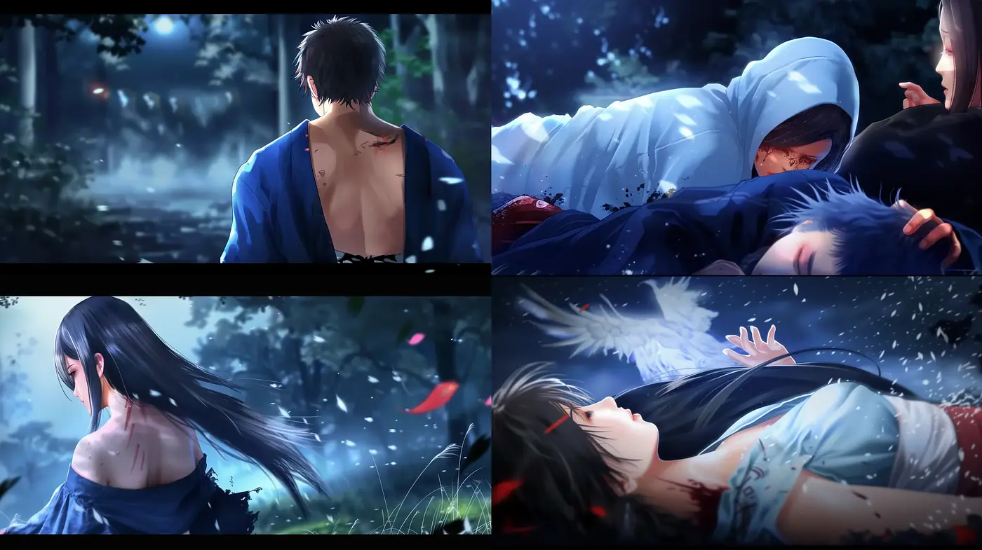 Nocturnal Elegy: A Synthesis of Anime Essence and Ethereal Dreamscapes - Midjourney sref style