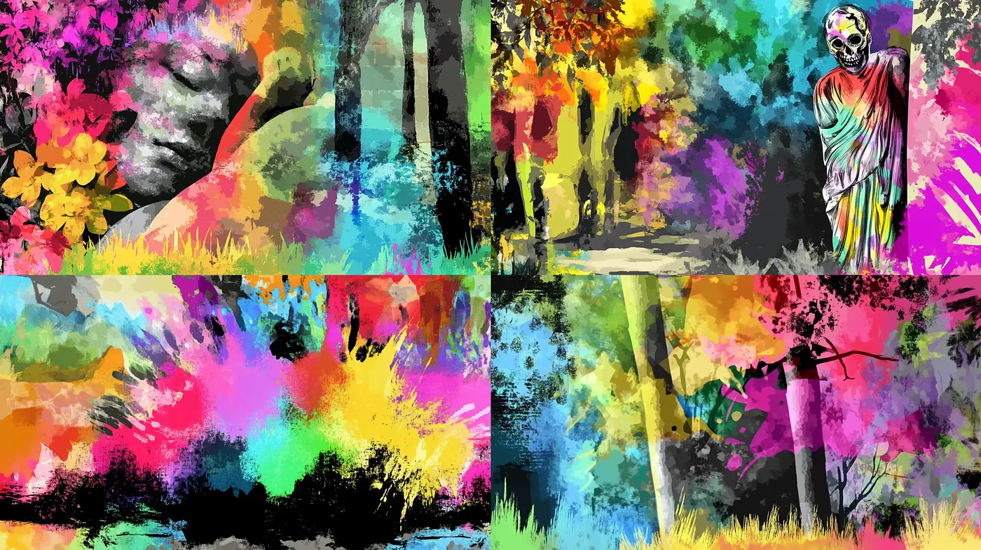Expressive Chromatic Harmony: A Vivid Dance of Colors and Textures - Midjourney sref style