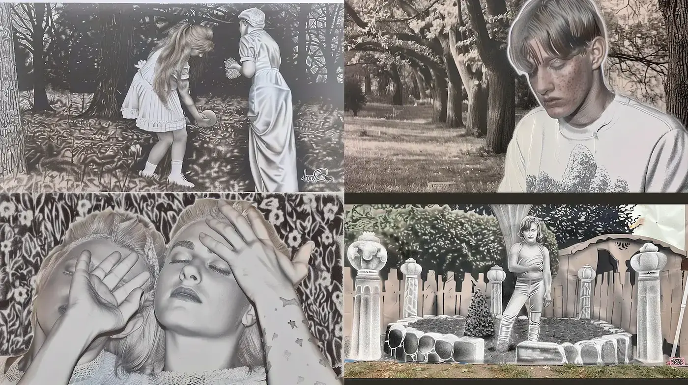 Ethereal Monochrome Dreamscape Portraiture - Midjourney sref style