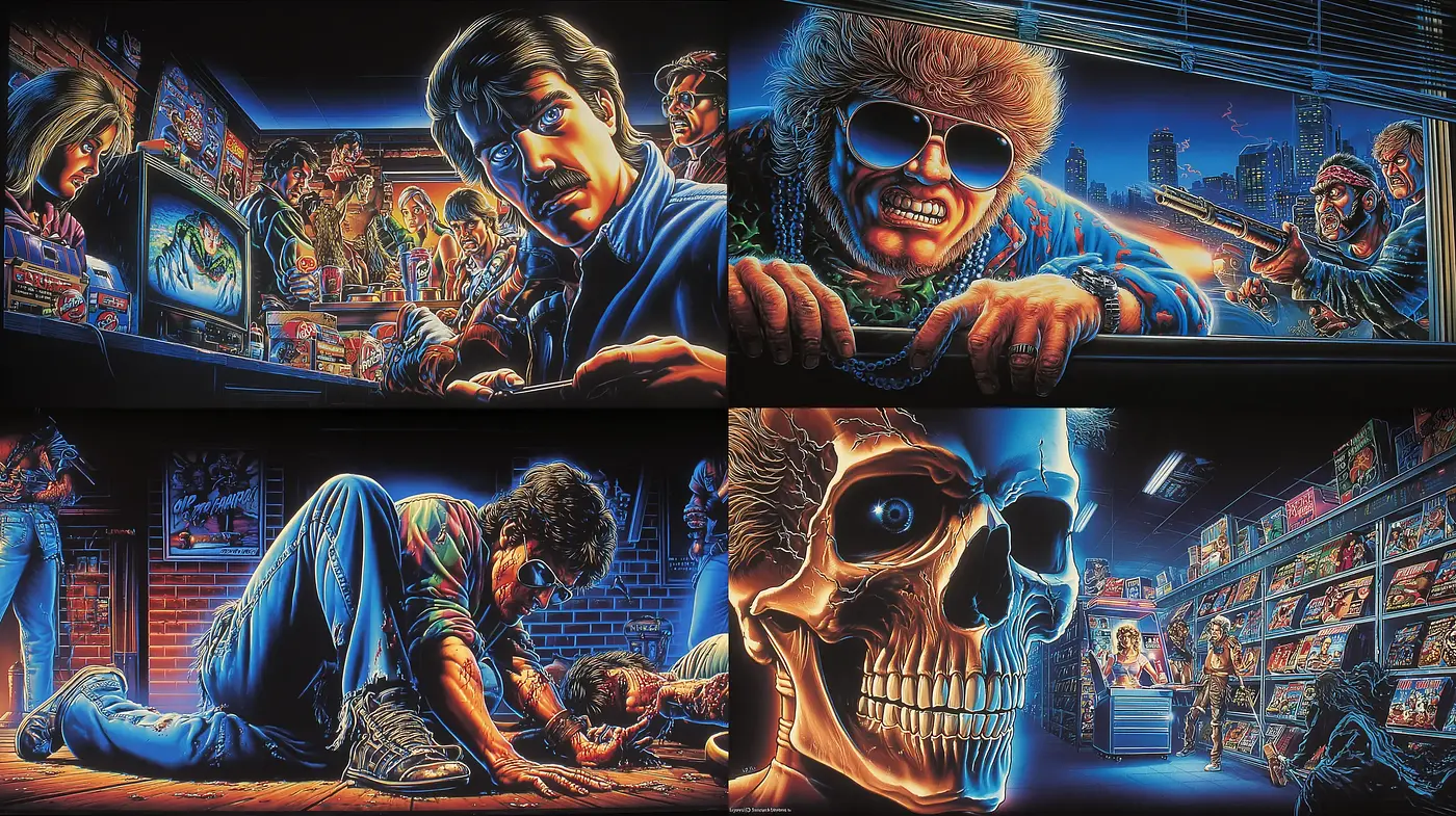 Dynamic and Colorful Retro Horror Art Style - Midjourney sref style