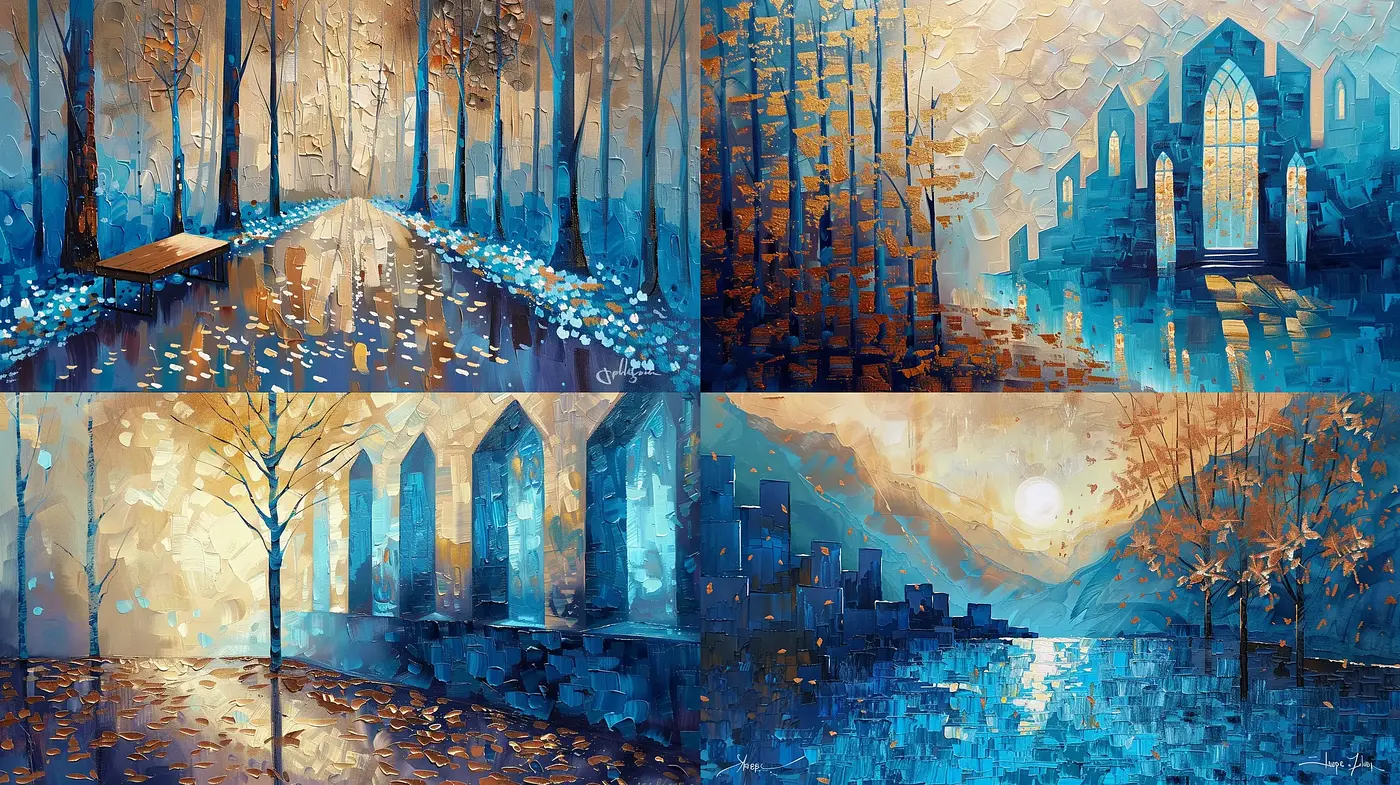 Ethereal Brushstrokes of Luminous Twilight Tones - Midjourney sref style