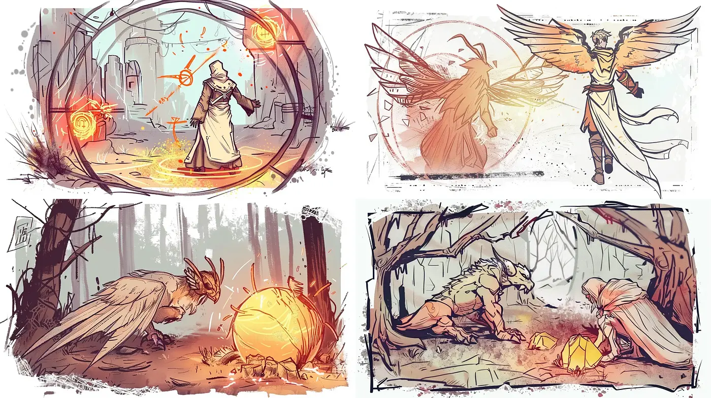 Ethereal Brushstrokes in a Mythical World - Midjourney sref style