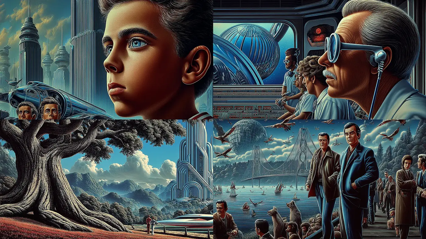Futuristic Surrealism with a Retro Touch - Midjourney sref style