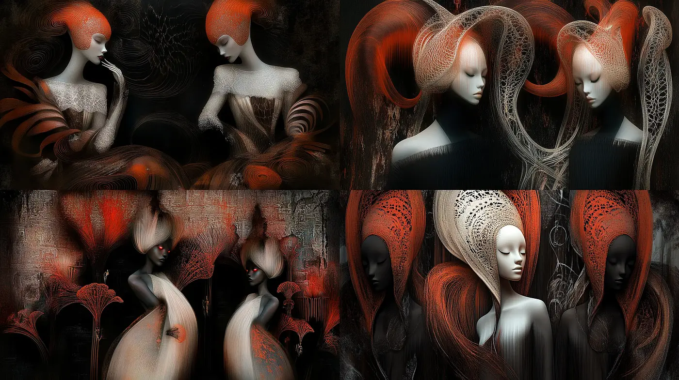 Ethereal Elegance in Monochromatic Surrealism - Midjourney sref style