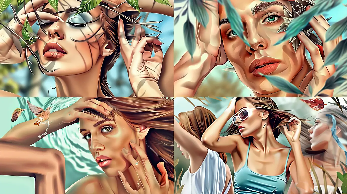 Serene Elegance in Turquoise Hues: A Homage to Digital Realism and Natural Grace - Midjourney sref style