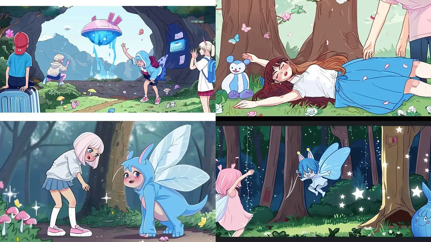 Enchanting Anime-Inspired Fantasia with Lush Nature Backdrops - Midjourney sref style