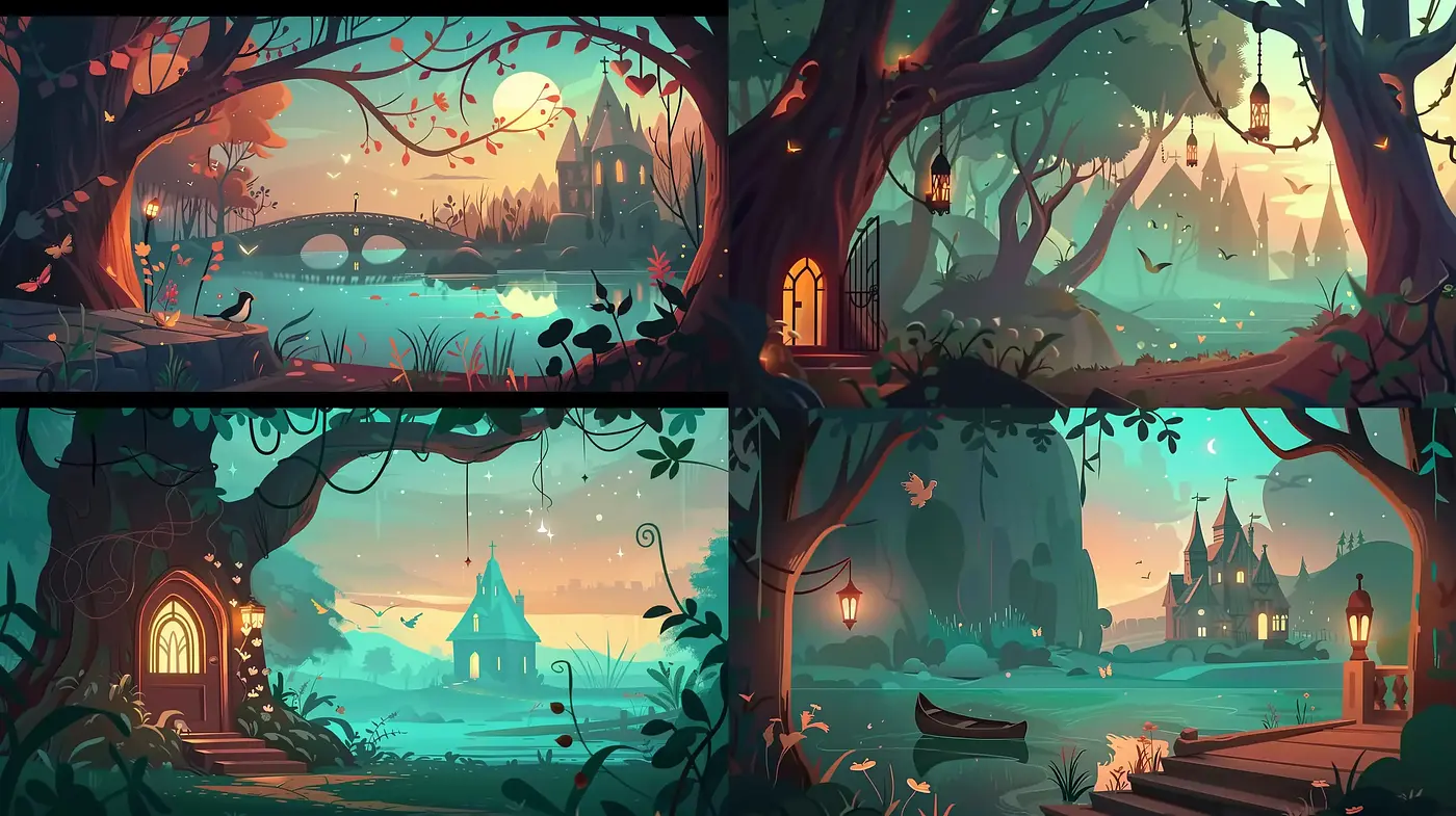 Enchanted Twilight: A Consistent Journey Through Stylized Fairy Tale Landscapes - Midjourney sref style