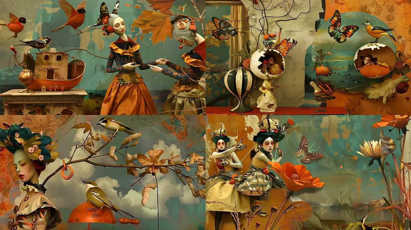 Surreal Baroque Revival with Naturalist Overtones - Midjourney sref style