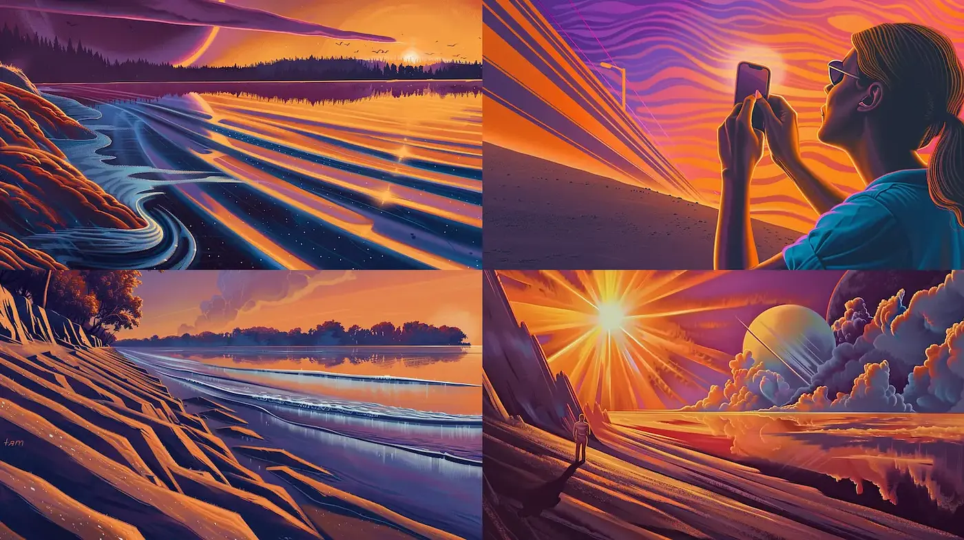 Vibrant and Surreal Sci-Fi Landscapes with a Dreamlike Quality - Midjourney sref style