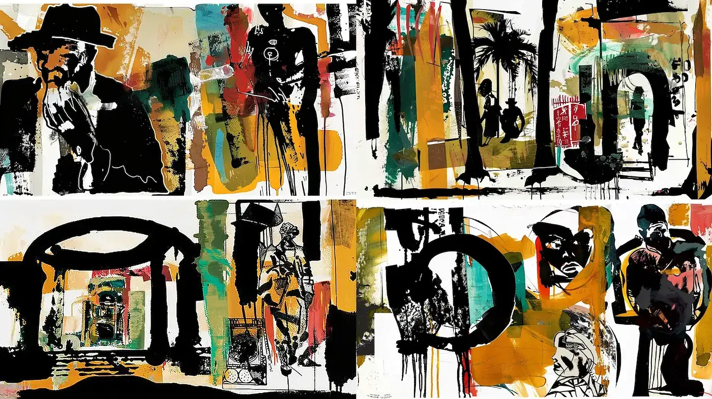 Abstract Urban Tapestry in Bold Strokes - Midjourney sref style