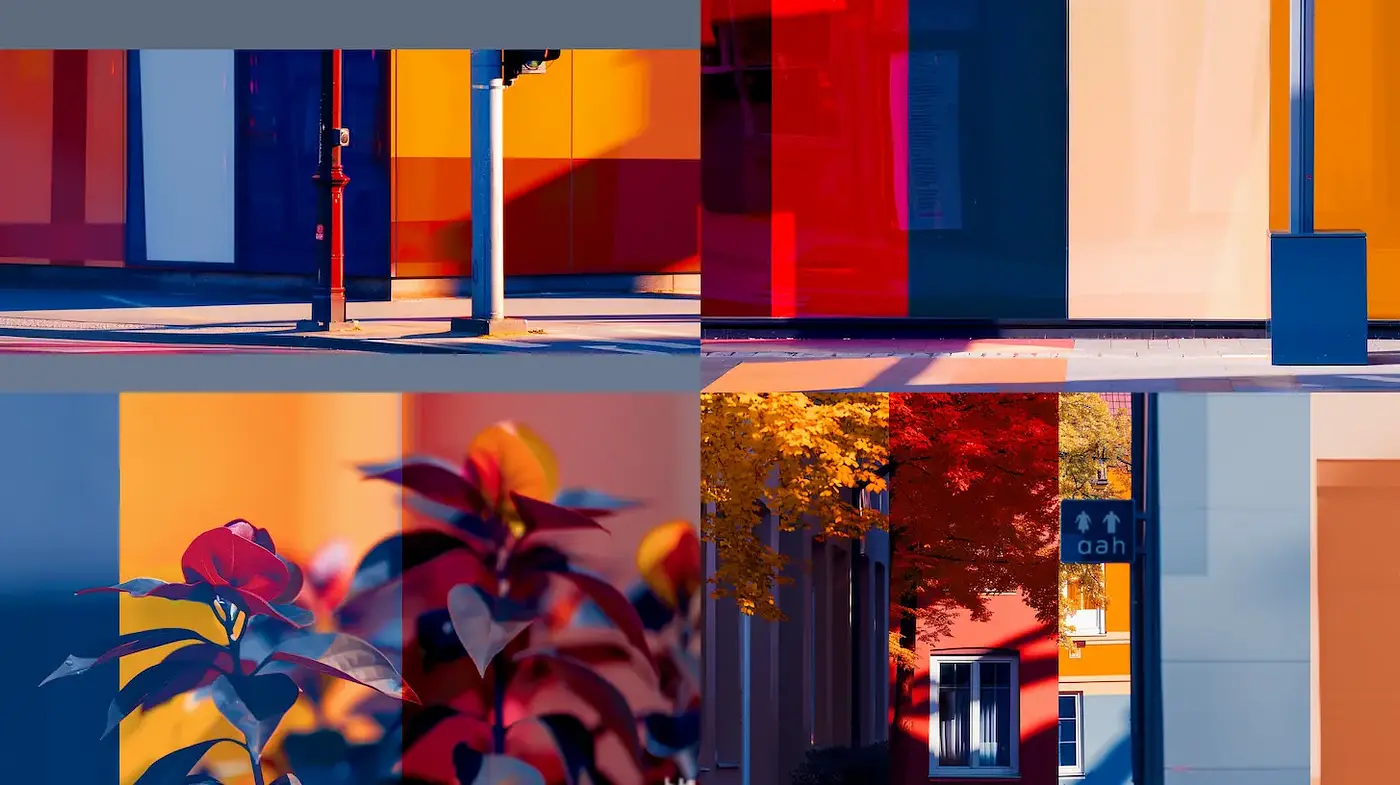 Vibrant architectural abstraction with a contemporary twist - Midjourney sref style