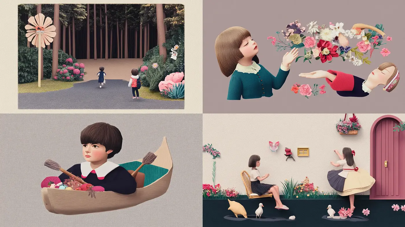Whimsical Storybook Illustrations with a Serene Palette - Midjourney sref style