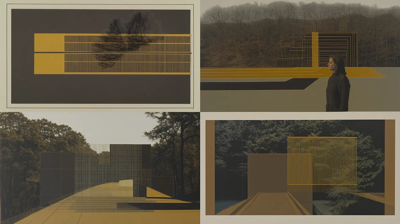 Harmonious Fusion of Natural Landscapes with Geometric Abstraction - Midjourney sref style