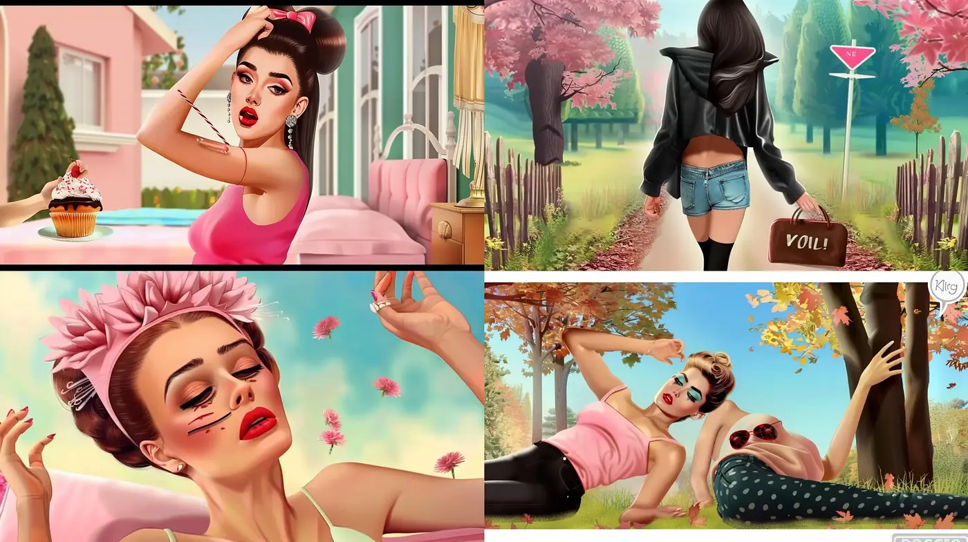 Retro Pin-Up Reimagined in Pastel Dreamscapes - Midjourney sref style