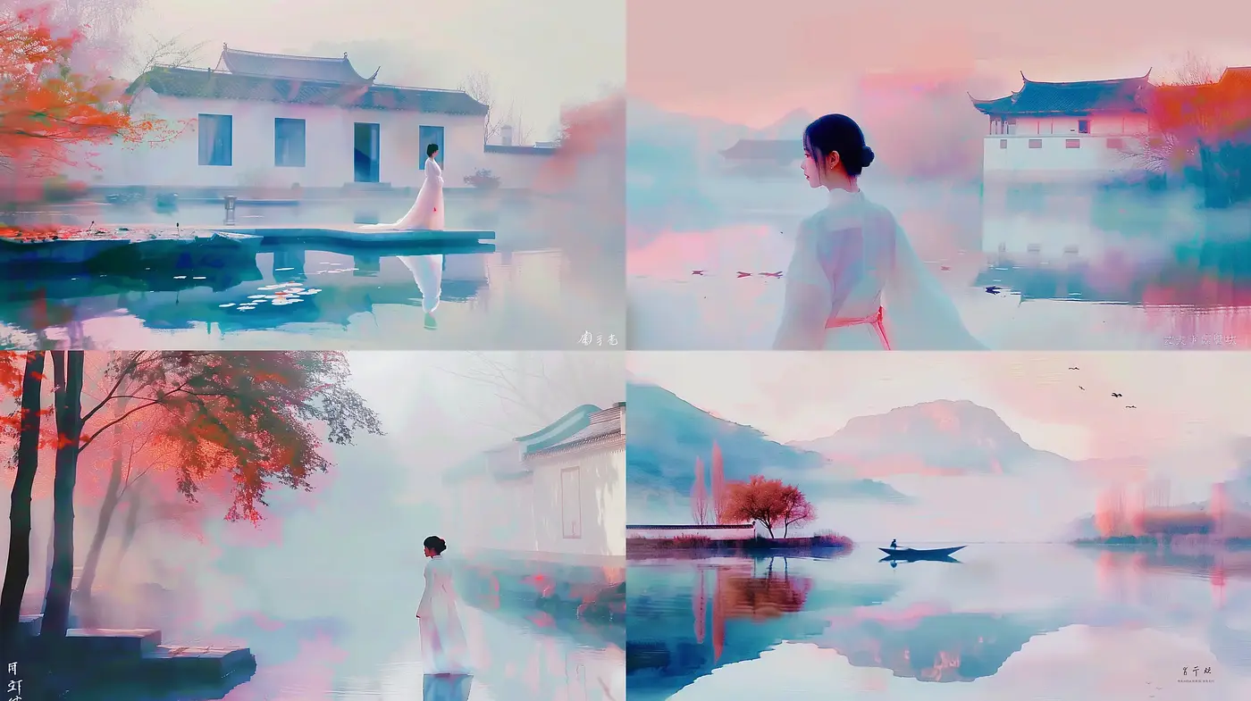 Ethereal Watercolor Dreamscape in Pastel Hues - Midjourney sref style