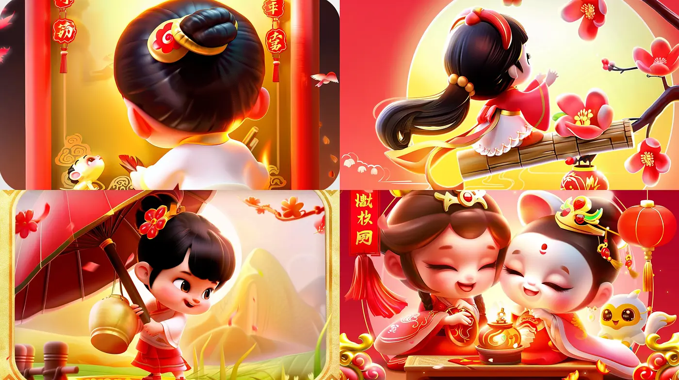 Luminous Elegance in Red: A Fusion of Vibrant Colors and Cheerful Themes - Midjourney sref style