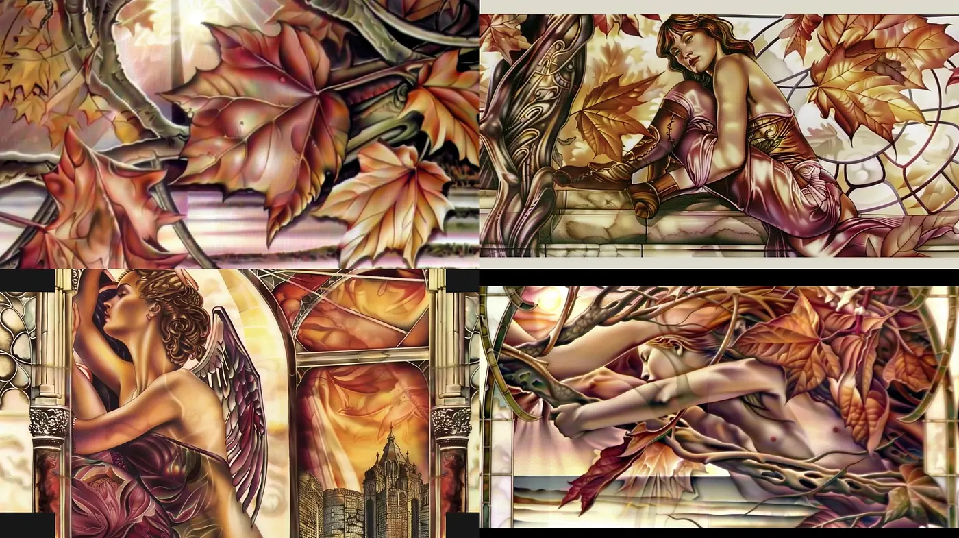 Autumnal Elegance in Art Nouveau Stylization - Midjourney sref style