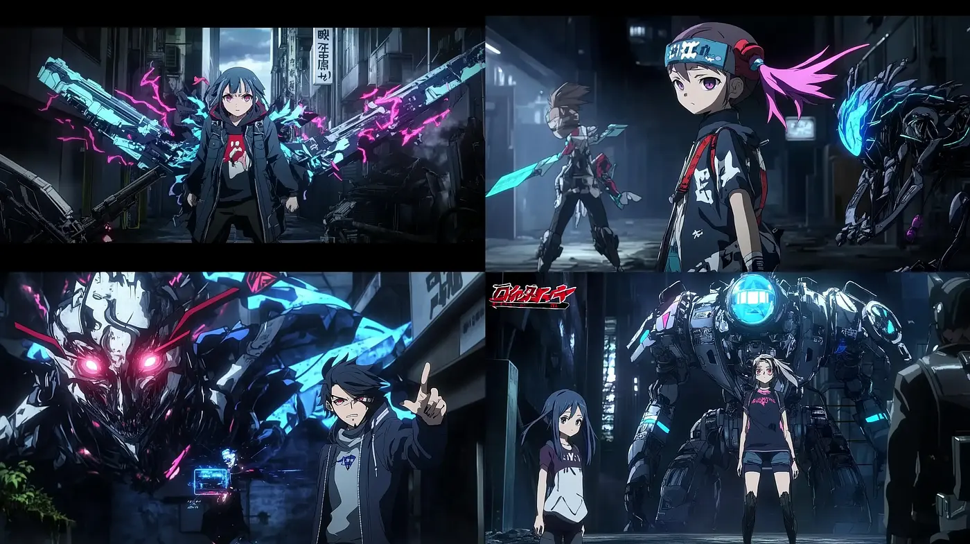 Futuristic Cyberpunk Anime Essence in Nighttime Metropolis - Midjourney sref style