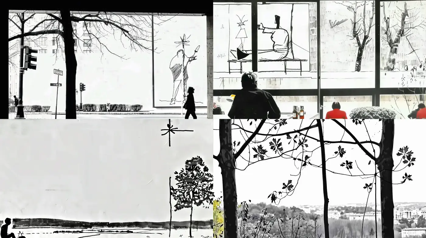 Monochromatic Sketches with Graphic Novel Influence - Midjourney sref style