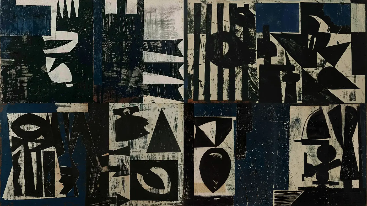 Abstract Geometric Symphonies in Monochromatic Tones - Midjourney sref style